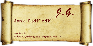 Jank Győző névjegykártya